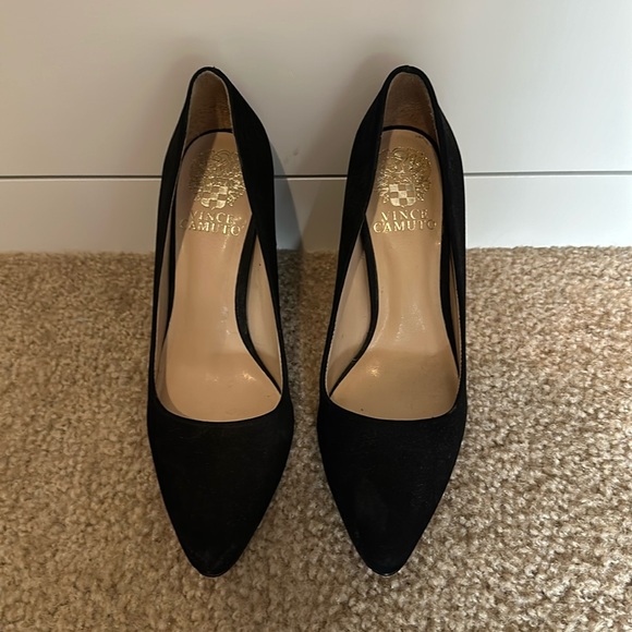 Vince Camuto Ableen block heels- black suede - Picture 1 of 7